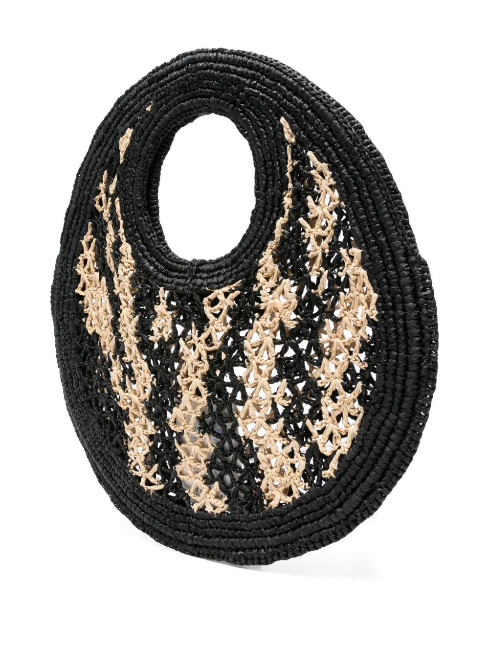 Jacquemus Raffia Circle-handle Tote Bag In Black