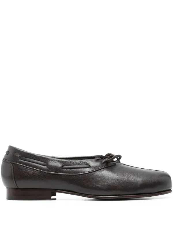 Hereu レザー レースアップ デッキシューズ | ブラウン