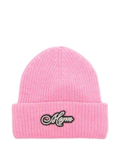 MSGM Kids logo-patch ribbed beanie