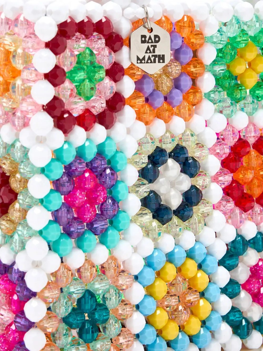 Bad At Math Beaded Tote Bag In White