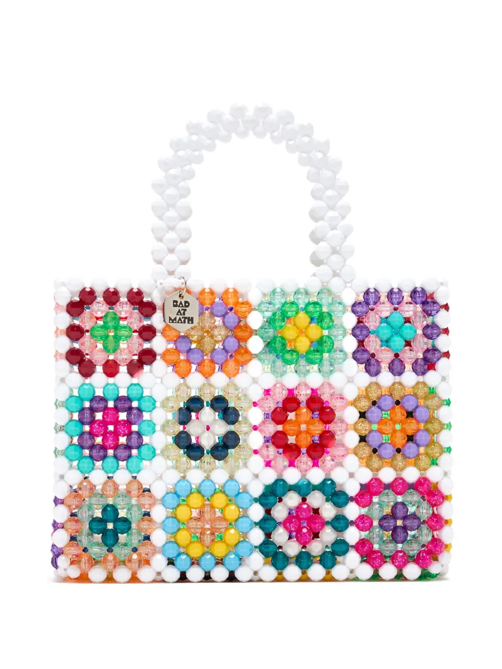 Bad at math beaded tote bag | White | Image 1