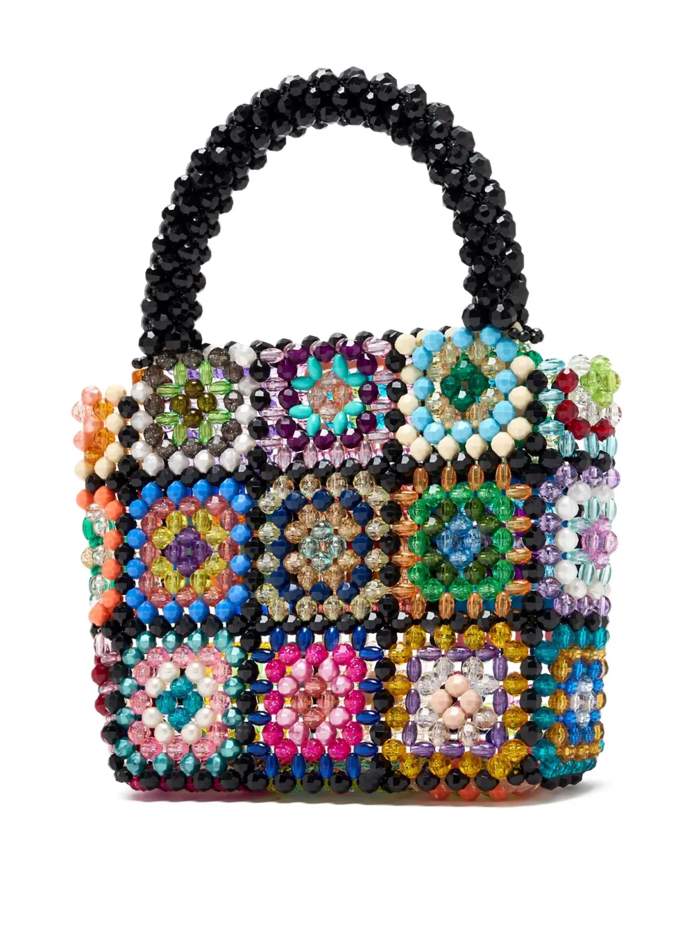 Bad at math Tas met patchwork en kralen - Zwart
