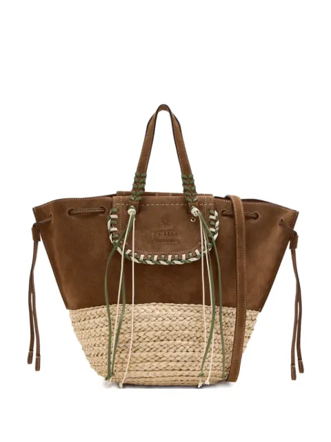 CUBA LAB Wildleder-Tote Bag mit geflochtenem Besatz