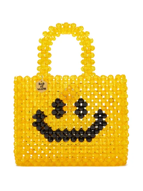 Bad at math شنطة عملية بخرز ووجه مبتسم