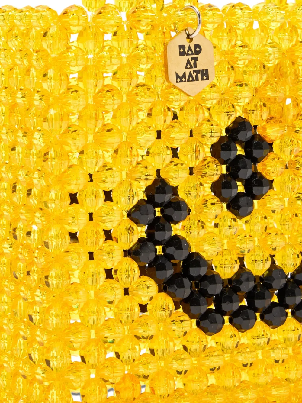 Bad At Math Beaded Smiley-face Tote Bag In Yellow