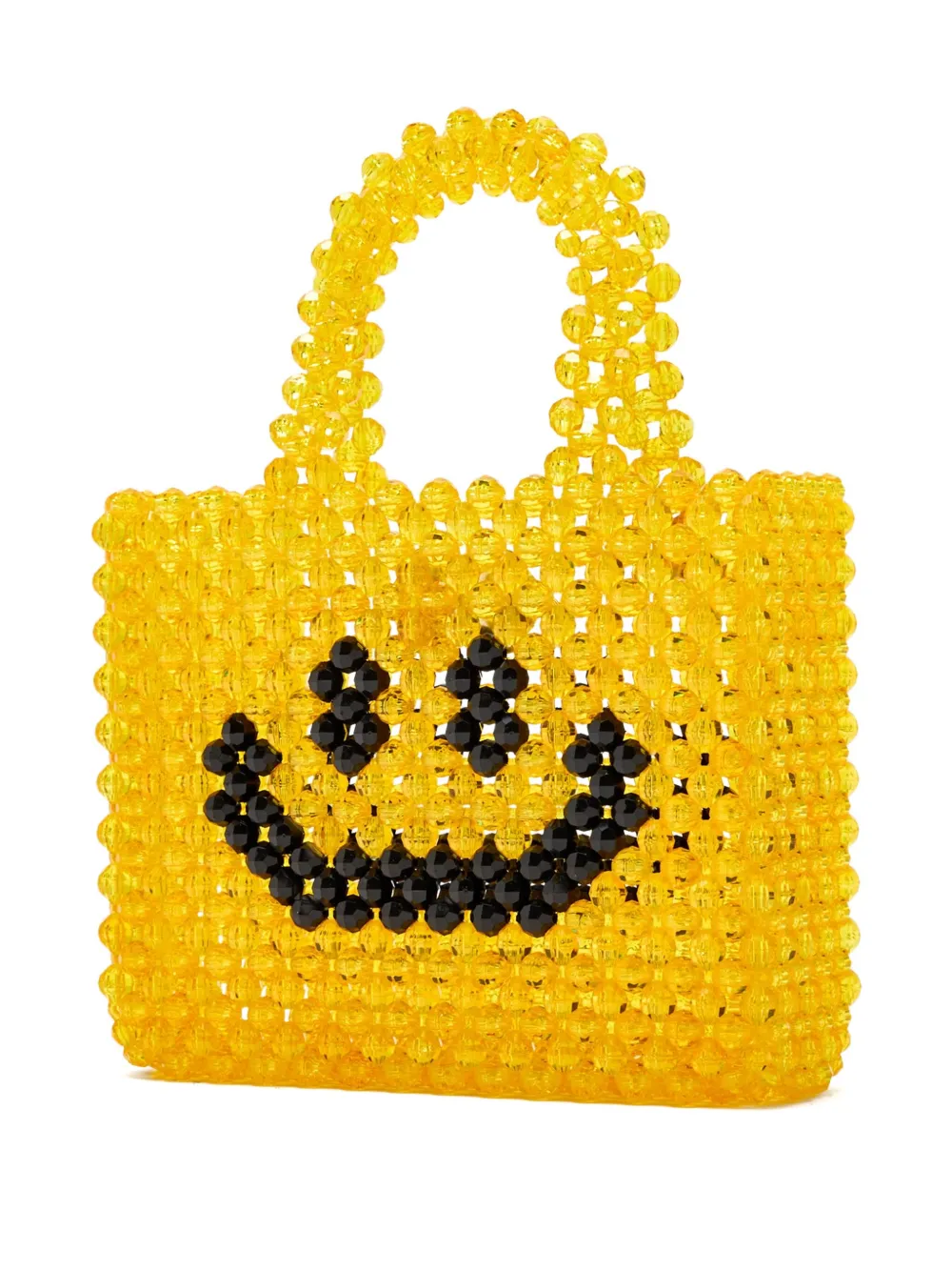 Bad At Math Beaded Smiley-face Tote Bag In Yellow