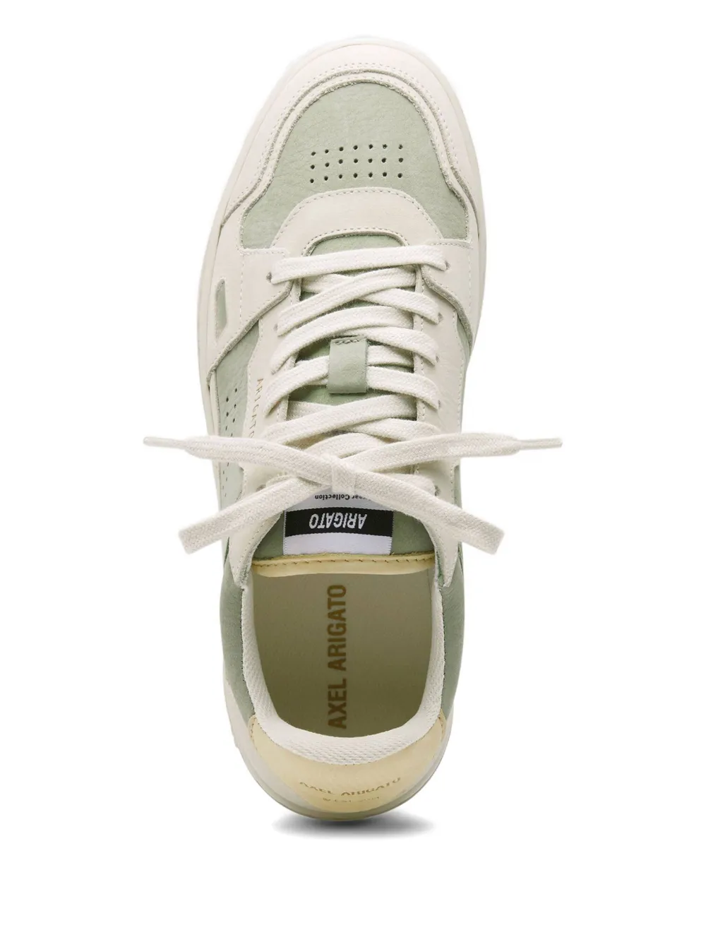 Axel Arigato perforated panelled leather low-top sneakers Light Green Off White