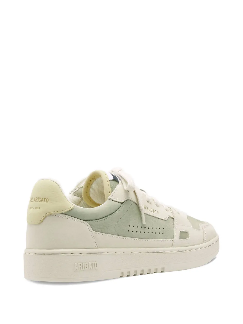 Axel Arigato perforated panelled leather low-top sneakers Light Green Off White