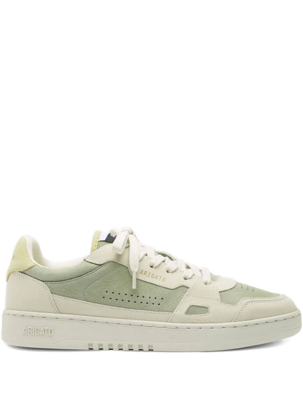 Axel Arigato perforated panelled leather low-top sneakers Light Green Off White
