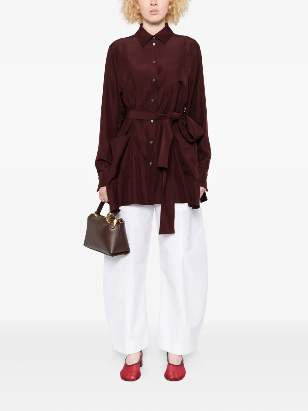 LOEWE Blousetop met ceintuur - Rood