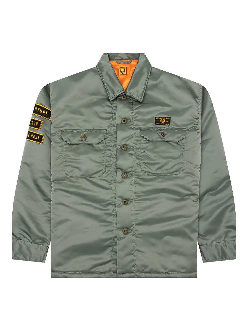 padded heart-button shirt jacket