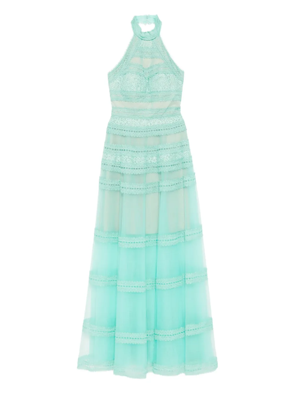 high-neck lace maxi dress