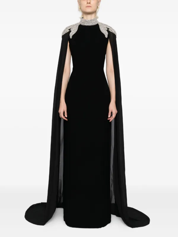 Saiid Kobeisy embellished-crepe Kaftan Dress | Black | FARFETCH