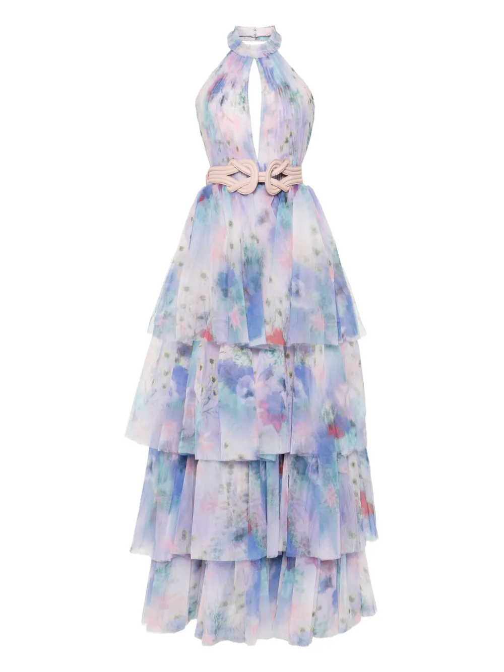 floral-print tulle dress