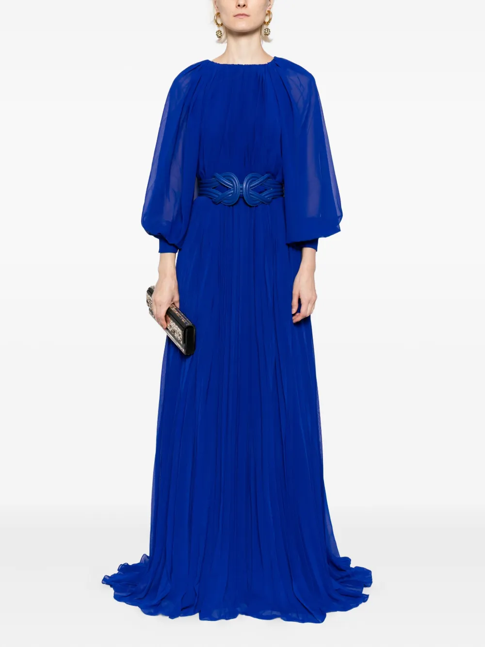 Saiid Kobeisy Jurk met pofmouwen - Blauw
