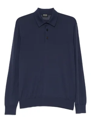 Prada long-sleeve Wool Polo Shirt | Blue | FARFETCH