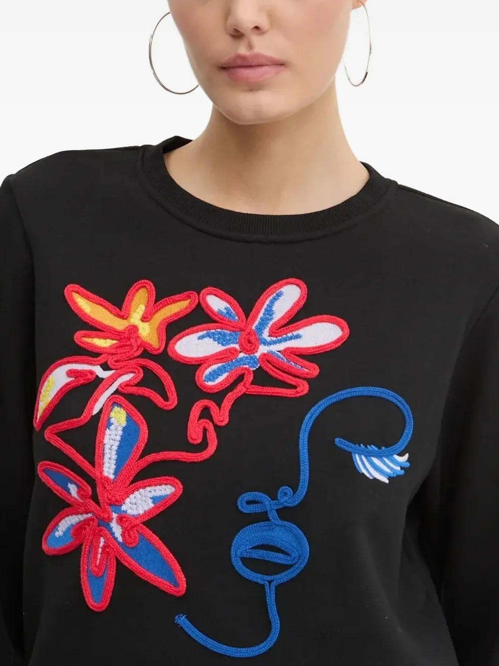 Desigual Sweater met bloemen Zwart