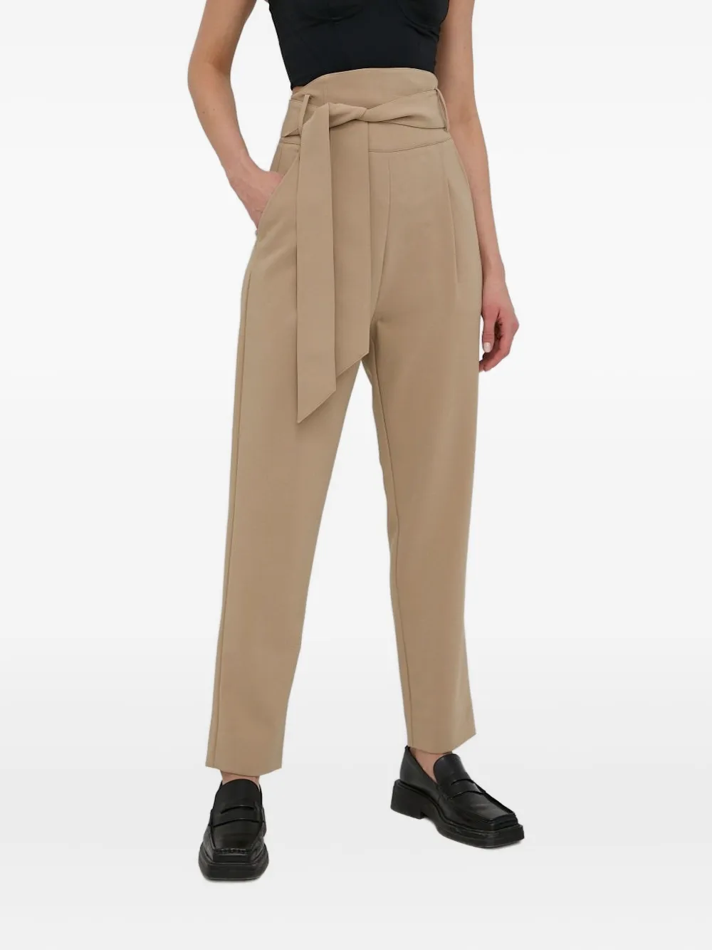 Custommade belted high-waisted trousers | Neutrals | Image 1