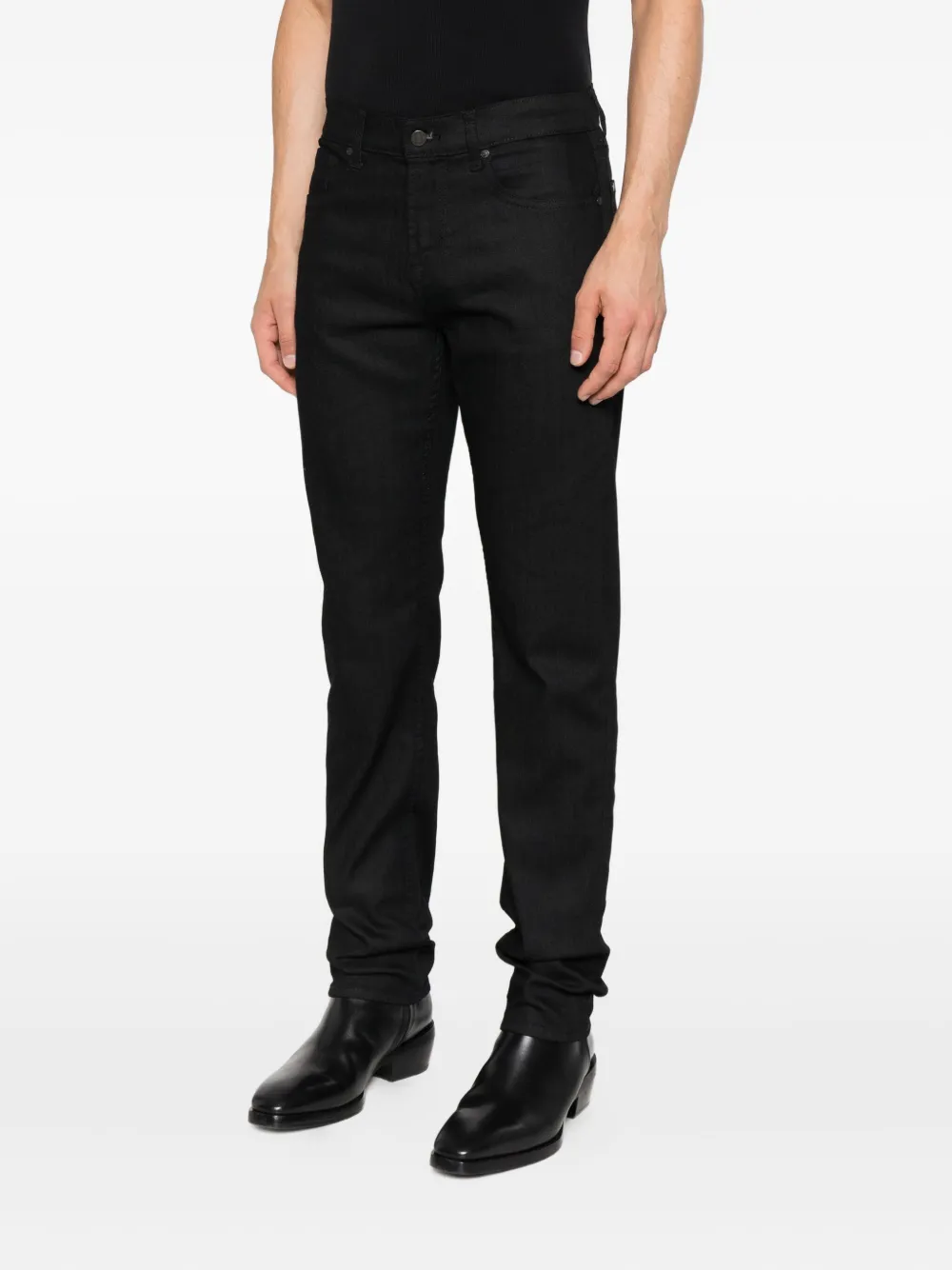 7 For All Mankind Slimmy Tapered Luxe Performance Plus Jeans In Black