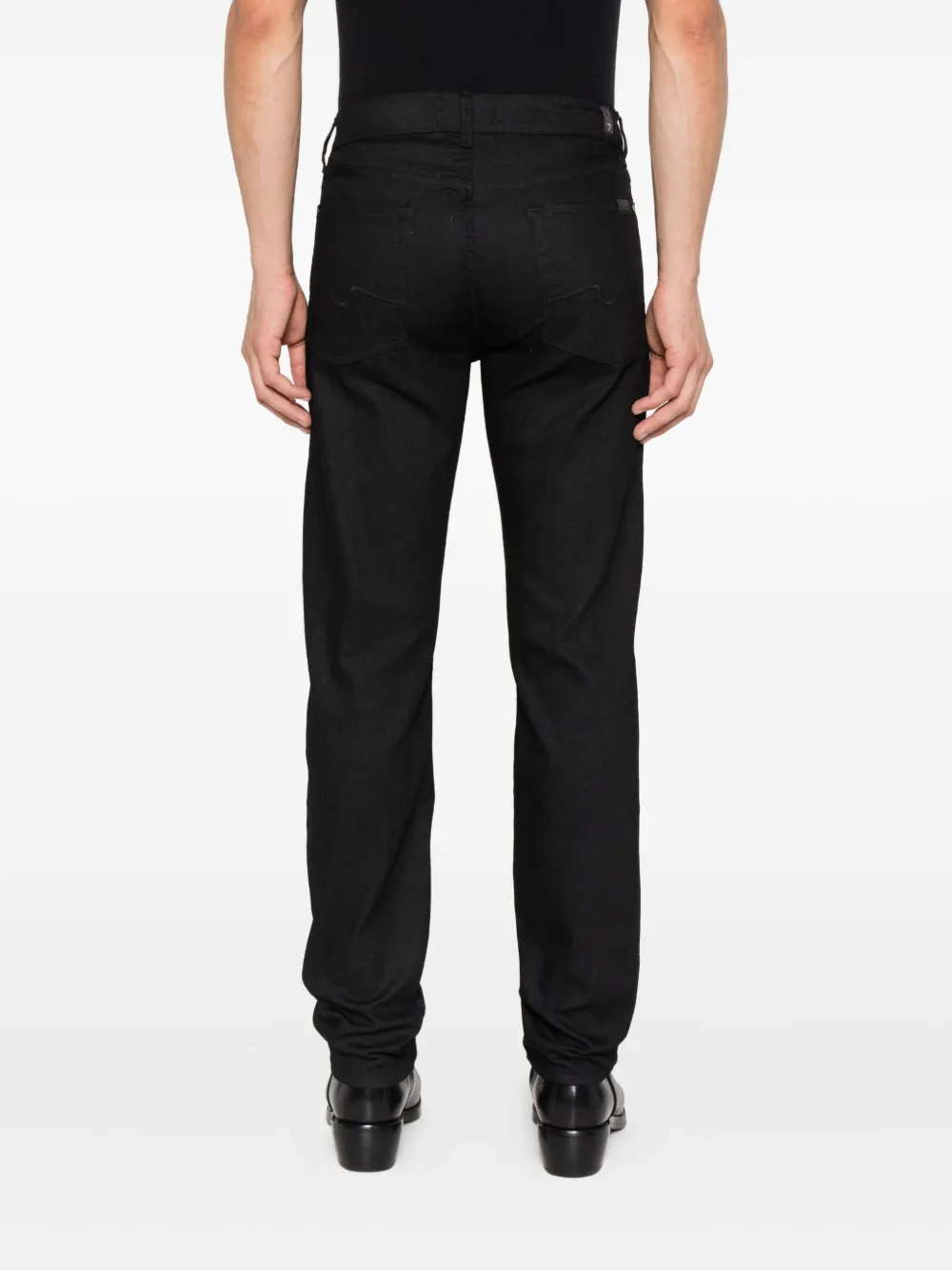 7 For All Mankind Slimmy Tapered Luxe Performance Plus Jeans In Black