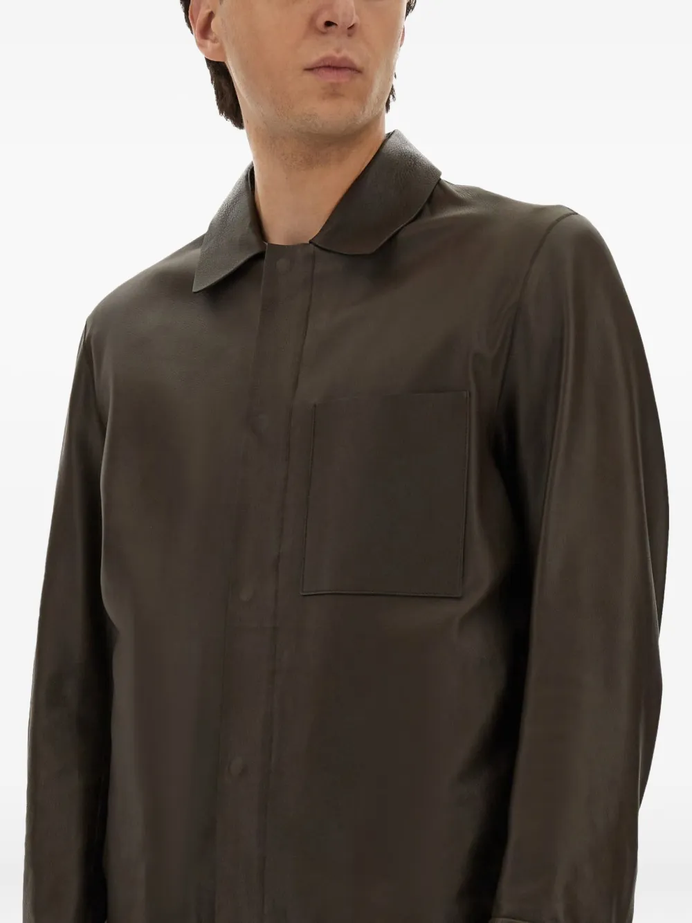 BOSS Leren jack Bruin