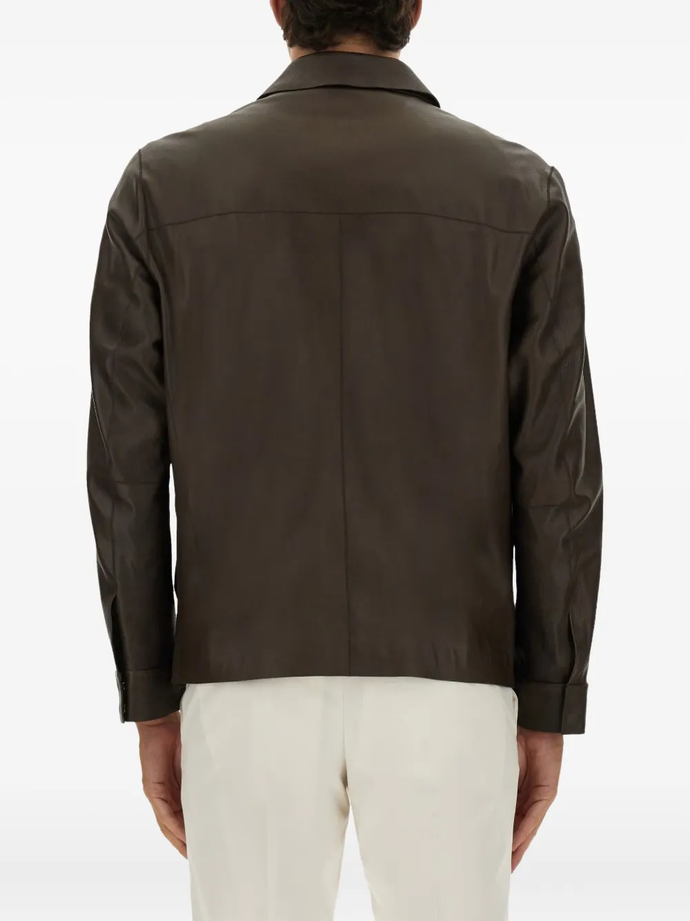 BOSS Leren jack Bruin