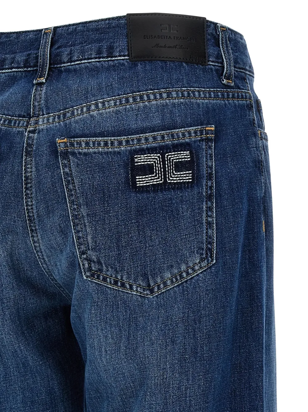  Elisabetta Franchi Vaqueros Con Placa Del Logo - Azul 