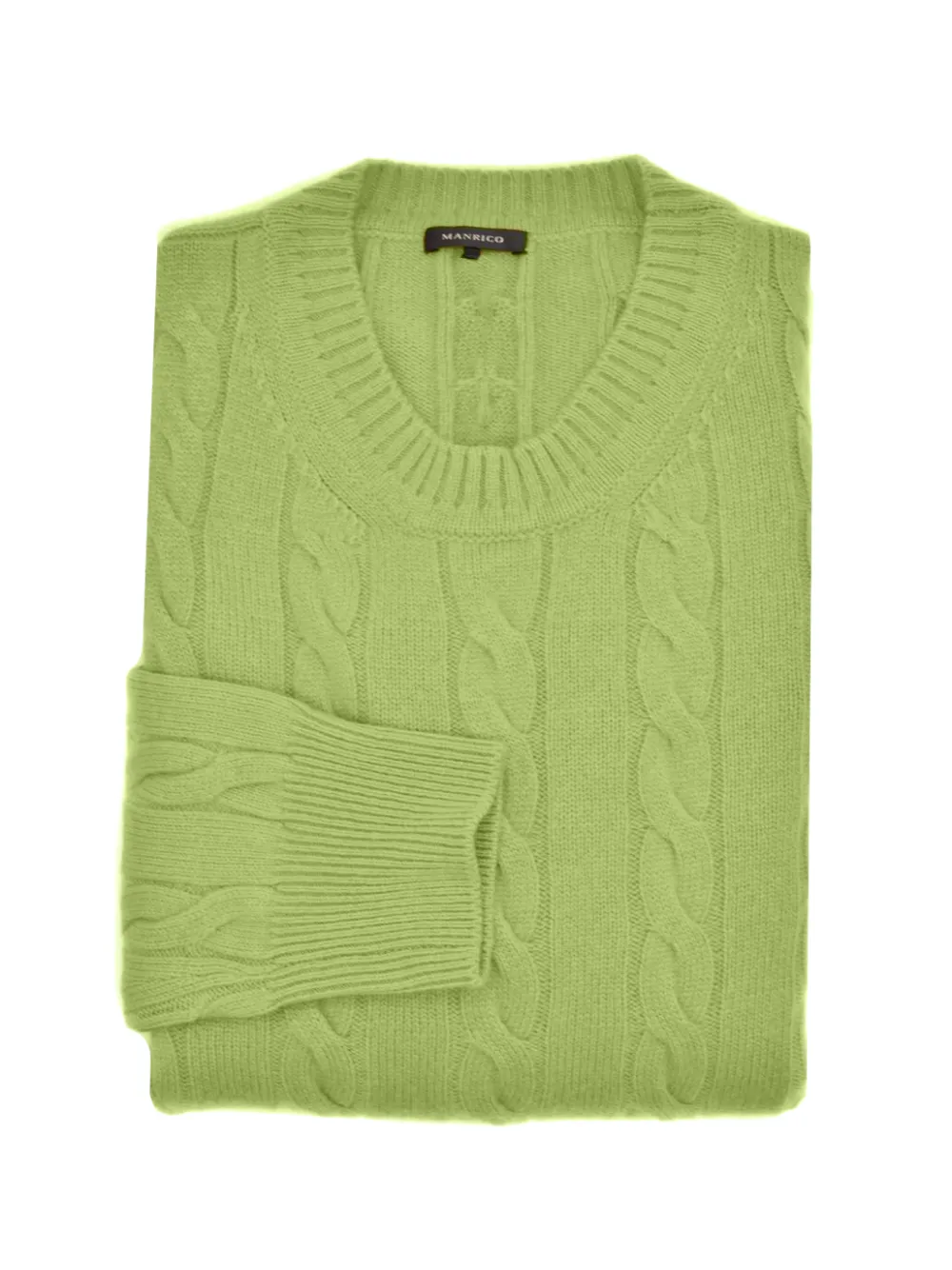 MANRICO CASHMERE Pullover mit Zopfmuster (2er-Set) - Grün