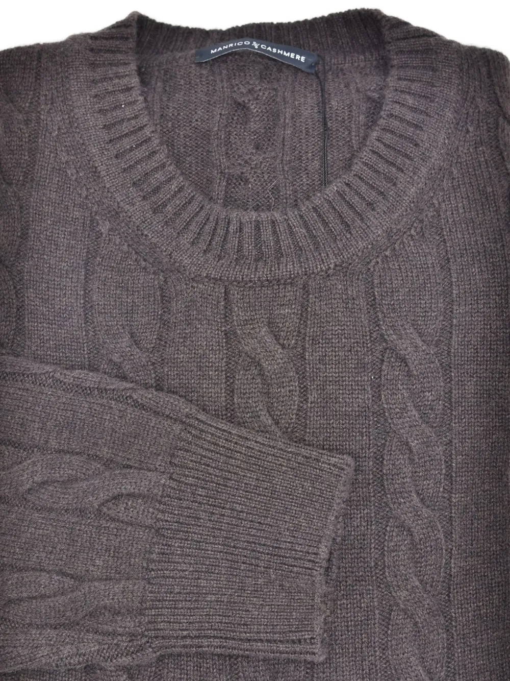 MANRICO CASHMERE Kabelgebreide trui - TAUPE