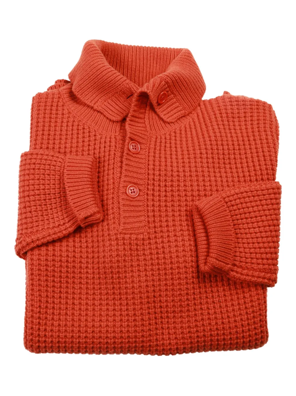 MANRICO CASHMERE waffle-knit quarter-button sweater | Orange | Image 1