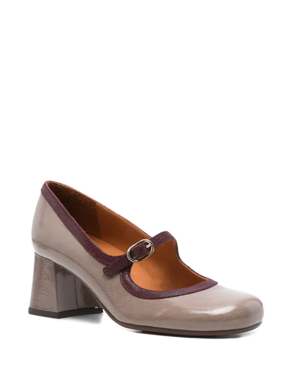 Chie Mihara 60mm block-heel leather pumps Grey
