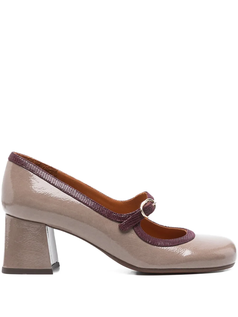 Chie Mihara 60mm block-heel leather pumps Grey