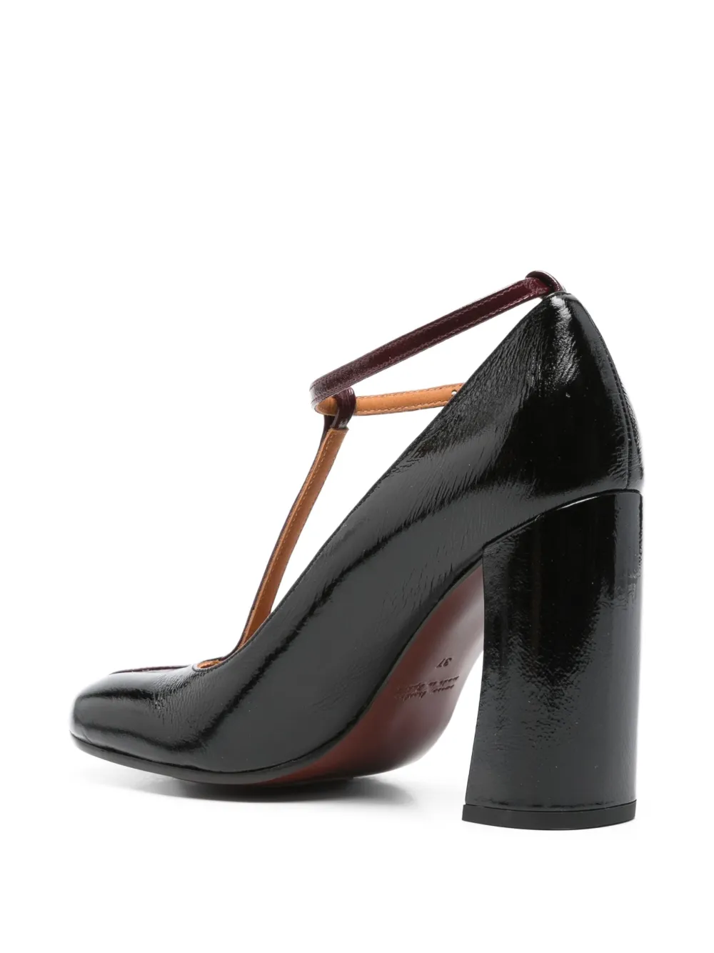 Chie Mihara 100mm Wotashi patchwork T-bar pumps Black