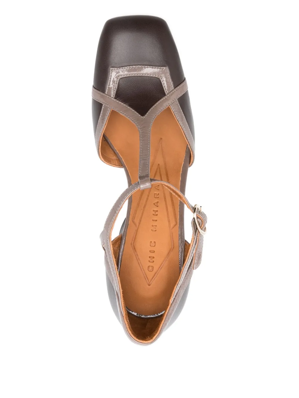 Chie Mihara 80mm Odessy T-strap block-heel pumps Brown