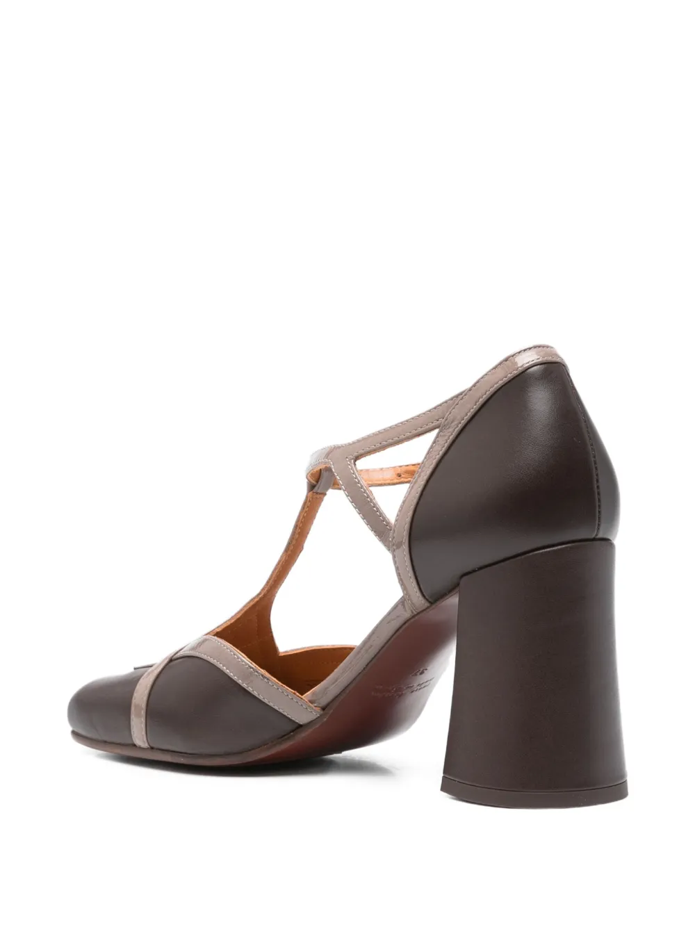 Chie Mihara 80mm Odessy T-strap block-heel pumps Brown