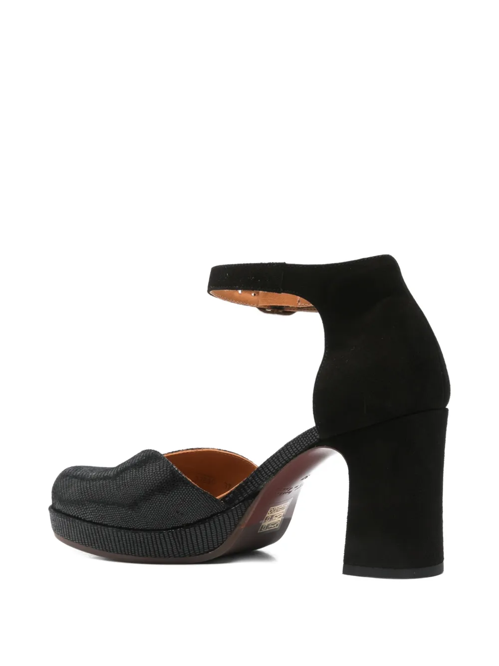 Chie Mihara 80mm Ankle-strap Block-heel Pumps In Black