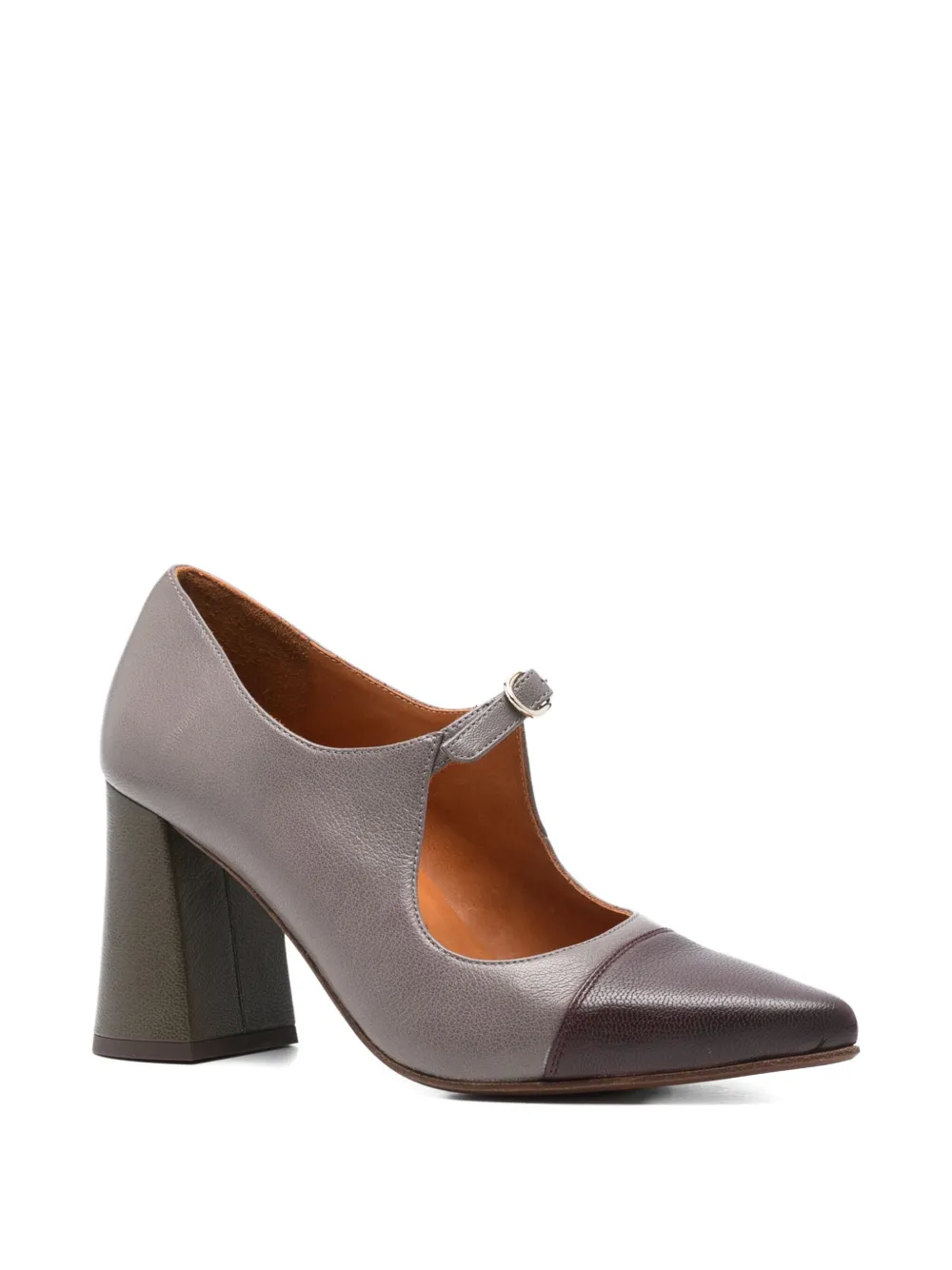 Chie Mihara 80mm Lusitai block-heel cap-toe pumps Grey