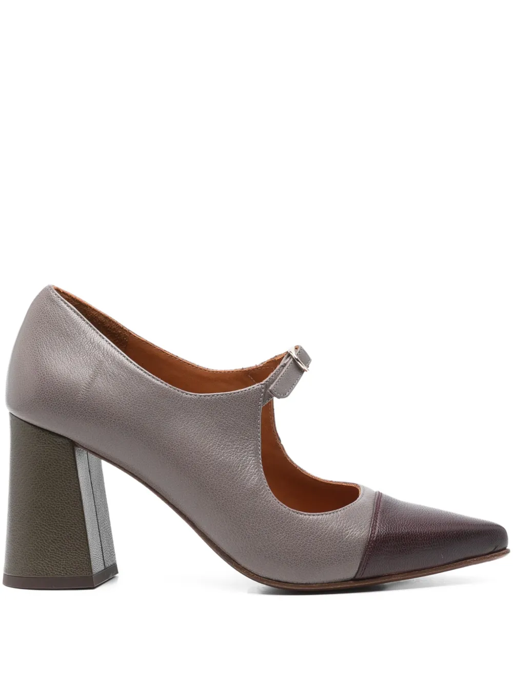 Chie Mihara 80mm Lusitai block-heel cap-toe pumps Grey