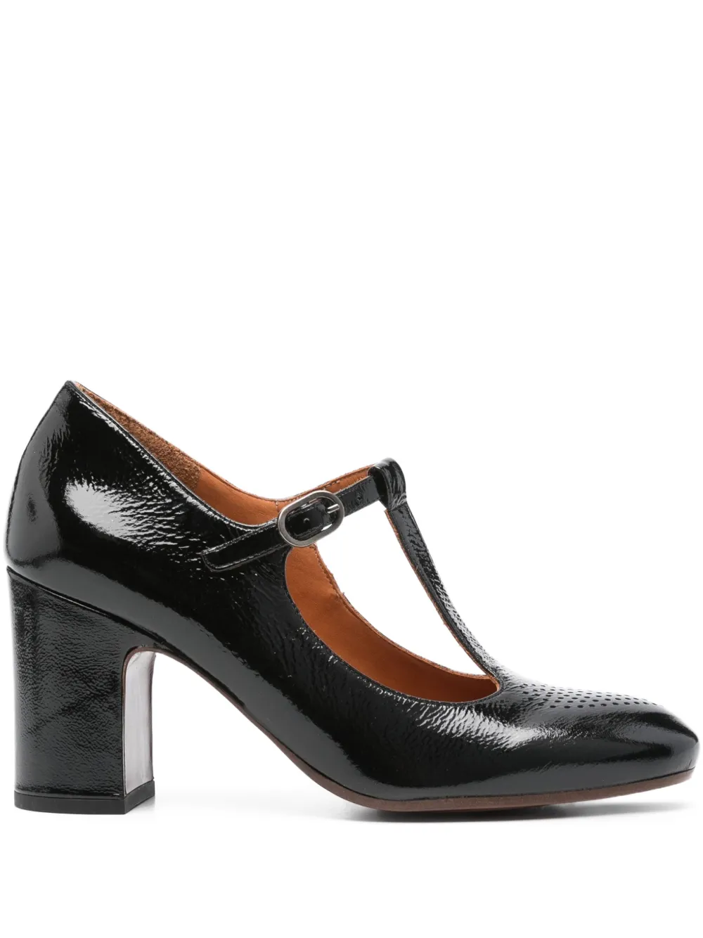 Chie Mihara 80mm Madam patent leather T-bar pumps Black