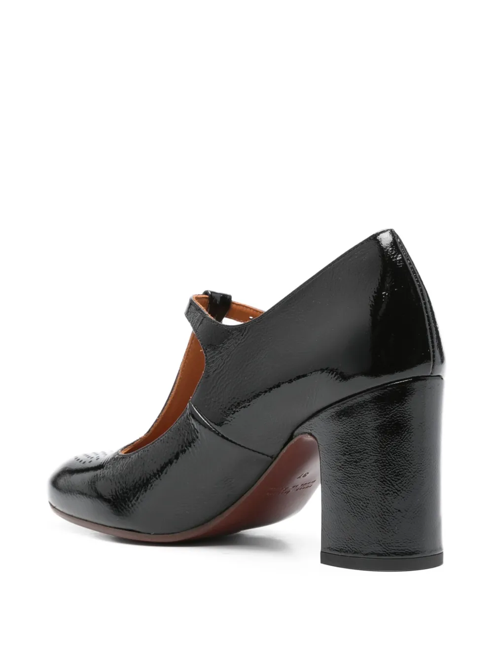 Chie Mihara 80mm Madam patent leather T-bar pumps Black