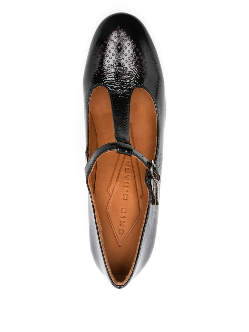 Chie Mihara 80mm Madam patent leather T-bar pumps Black