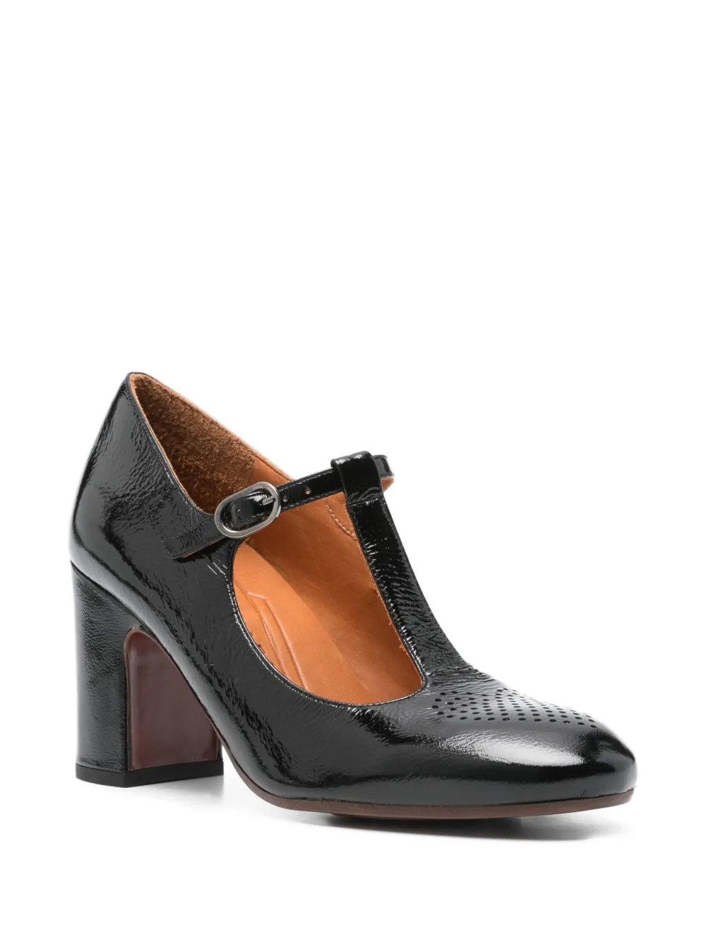 Chie Mihara 80mm Madam patent leather T-bar pumps Black
