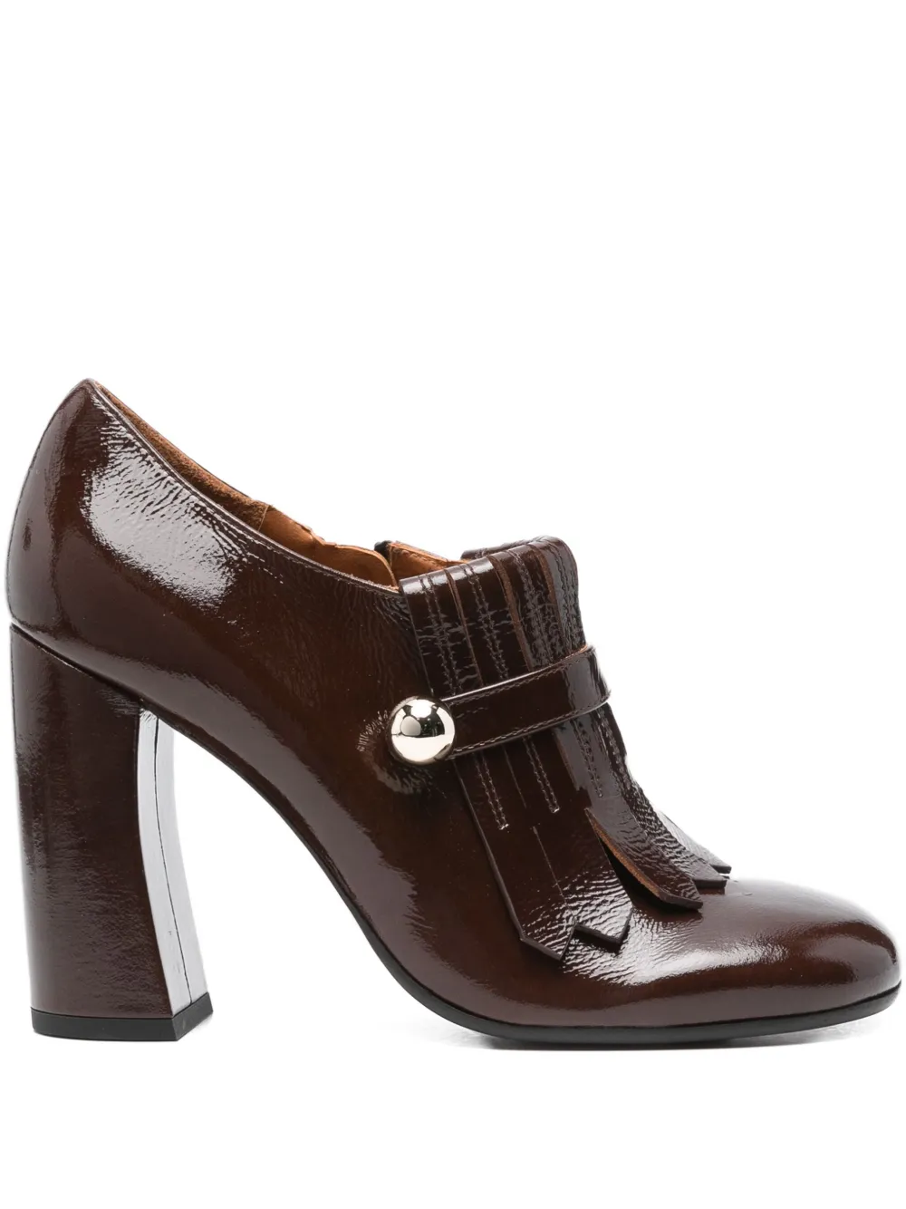 Chie Mihara 100mm tasselled block-heel boots Brown