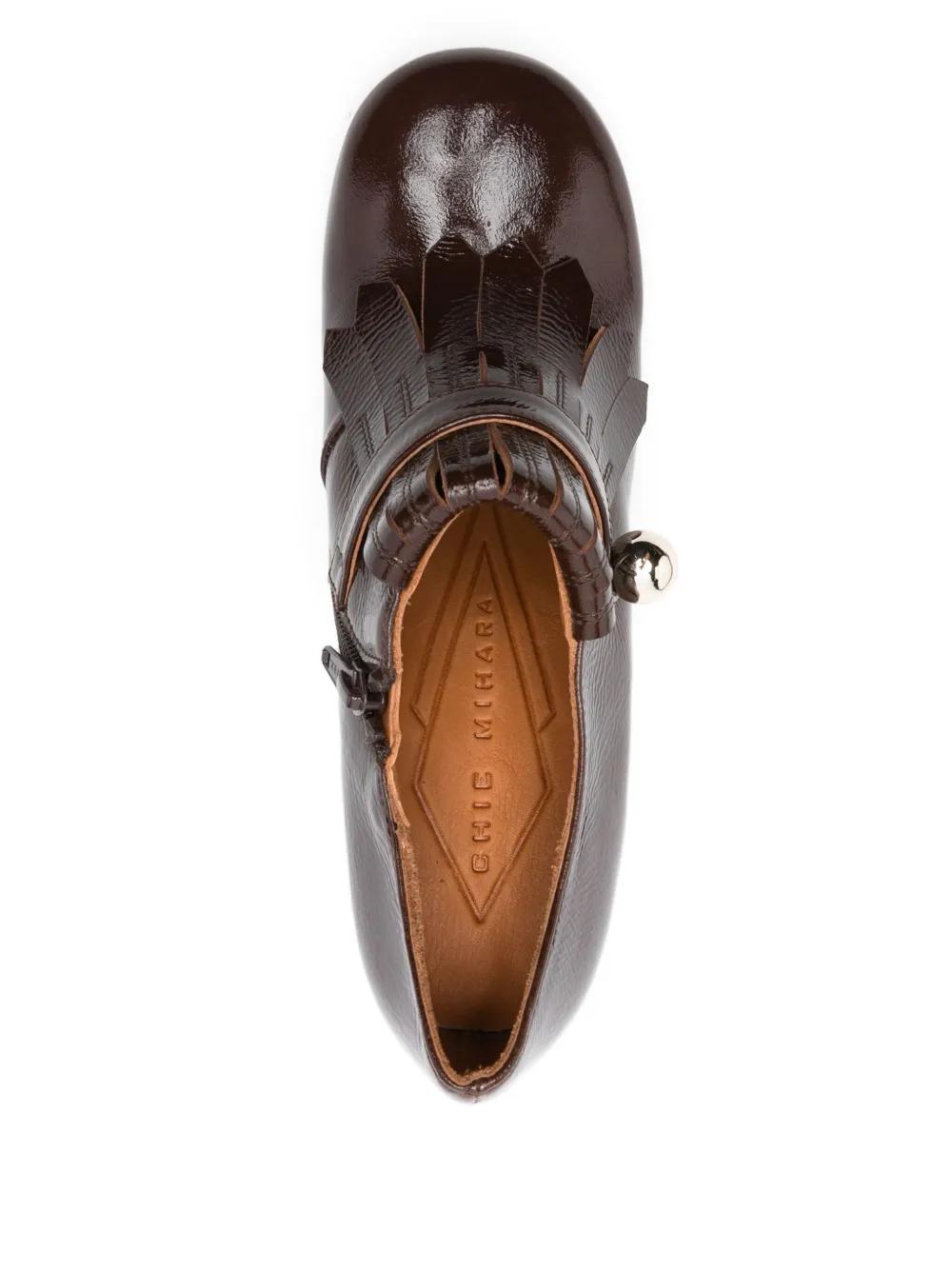 Chie Mihara 100mm tasselled block-heel boots Brown