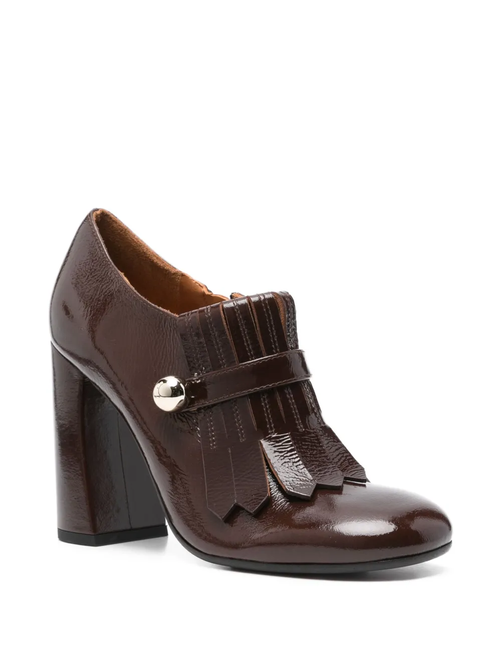Chie Mihara 100mm tasselled block-heel boots Brown