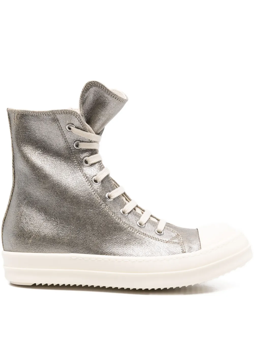 Rick Owens metallic zip-fastening high-top sneakers Grey