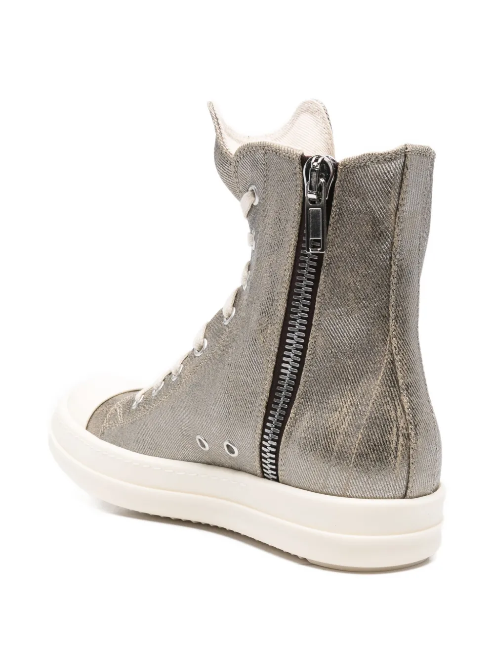 Rick Owens metallic zip-fastening high-top sneakers Grey