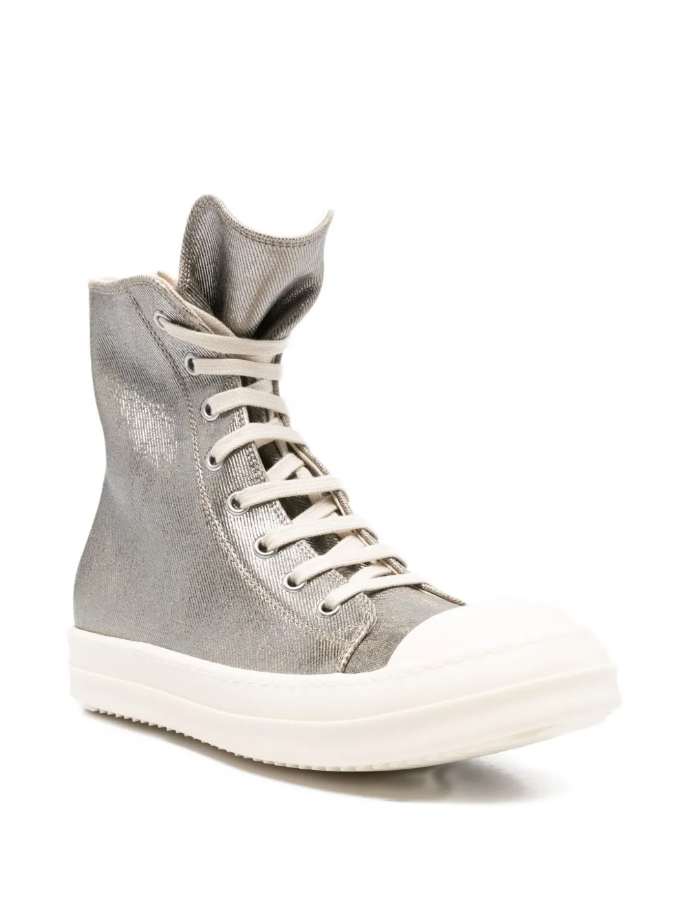 Rick Owens metallic zip-fastening high-top sneakers Grey