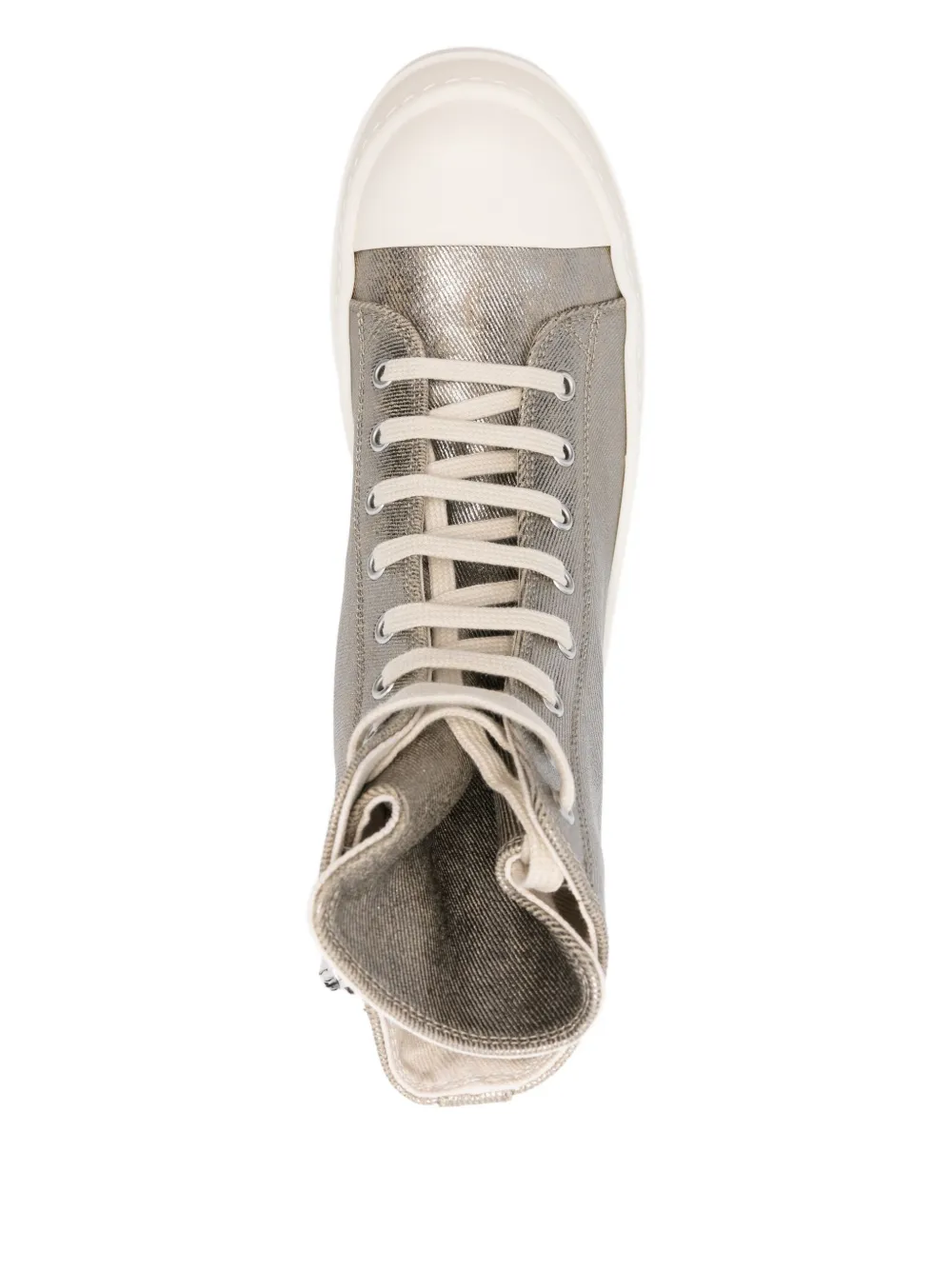 Rick Owens metallic zip-fastening high-top sneakers Grey