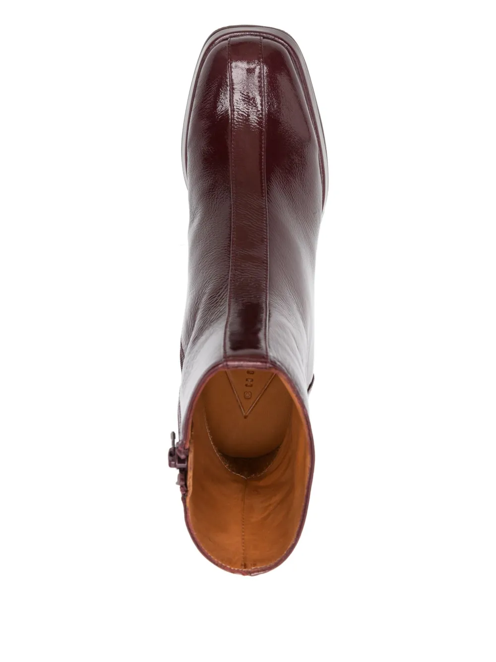 Chie Mihara 75mm patent-leather block-heel boots Red